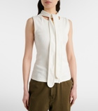 Lemaire Scarf-detail cotton and linen jersey top