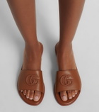 Gucci Double G leather slides