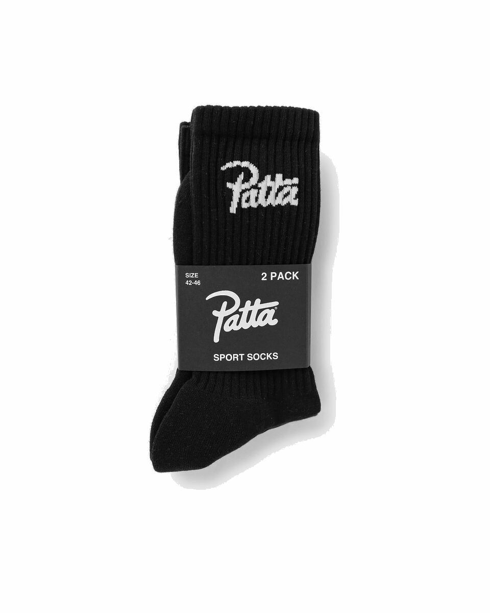 Photo: Patta Script Logo Sport Socks (2 Pack) Black - Mens - Socks