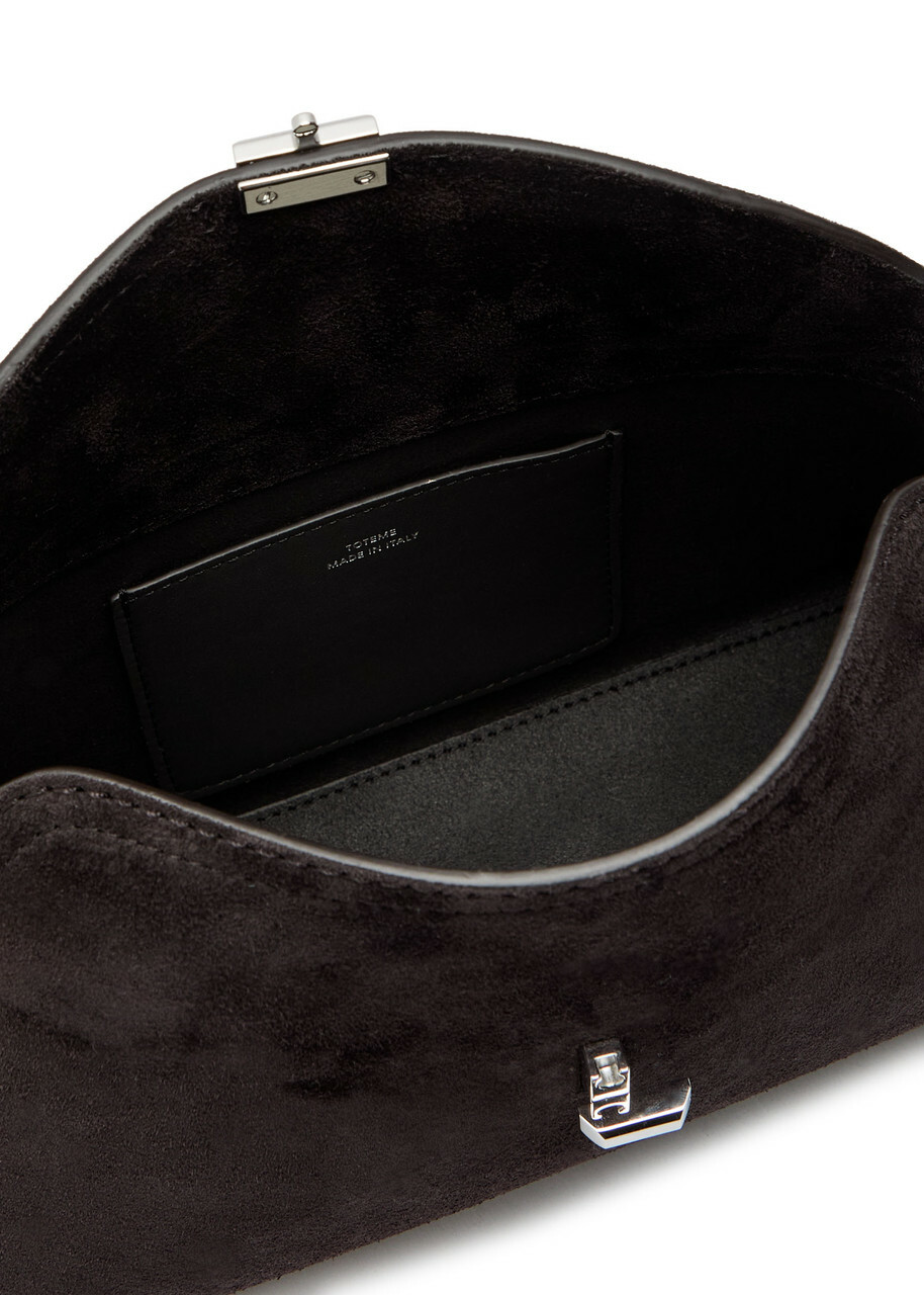 Toteme T-lock Suede Clutch - Dark Brown - One Size