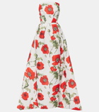 Oscar de la Renta Poppy strapless faille gown