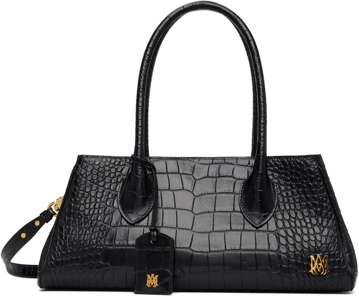 Photo: AMIRI Black Embossed Croc Honey 40 Shoulder Bag