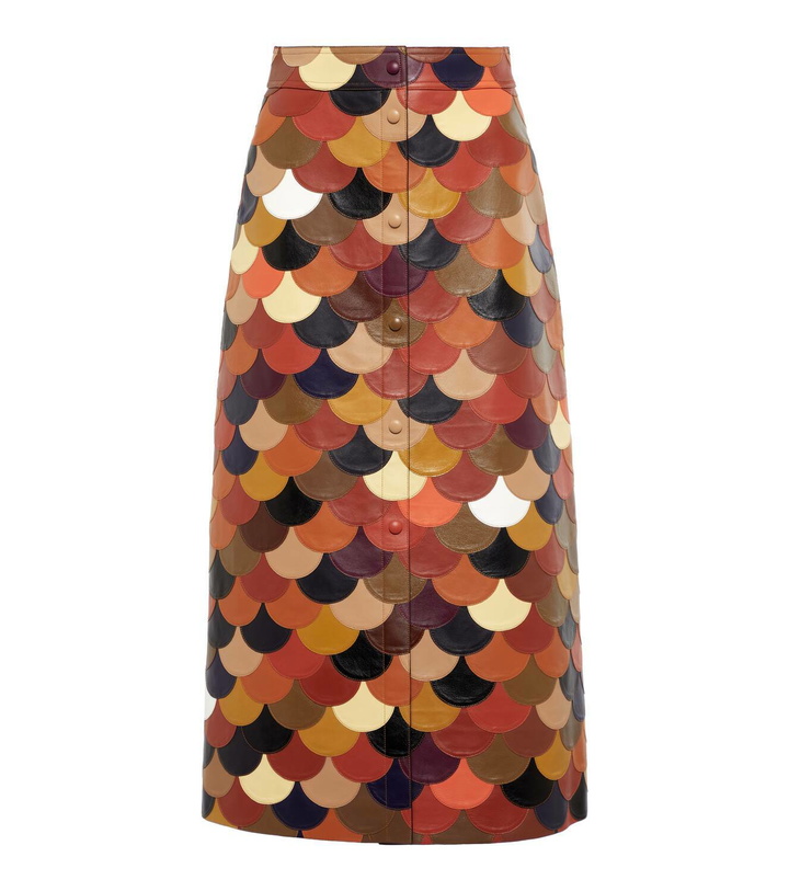 Photo: Chloé Patchwork leather midi skirt