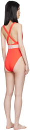 Versace Underwear Orange Greca Border One-Piece Swimsuit