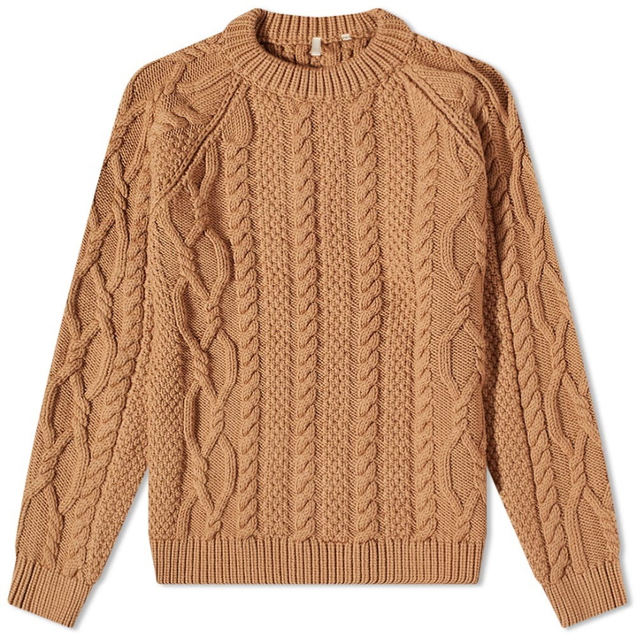Photo: Sunflower Men's Cable Crew Knit in Light Brown