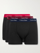 CALVIN KLEIN UNDERWEAR - Three-Pack Stretch-Cotton Boxer Briefs - Black