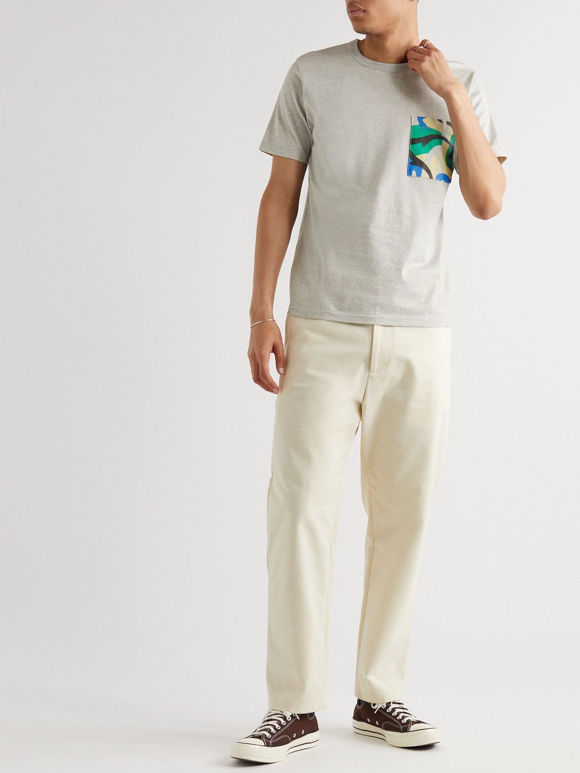 Aloye - Printed Cotton-Jersey T-Shirt - Gray