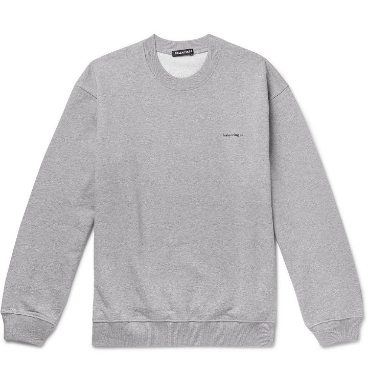Photo: Balenciaga - Mélange Loopback Cotton-Jersey Sweatshirt - Gray