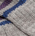 KAPITAL - Ivy Smilie Striped Cotton and Hemp-Blend Socks - Gray