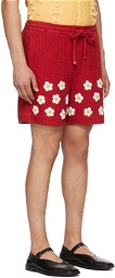 HARAGO Red Drawstring Shorts