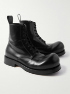 Bottega Veneta - Glossed-Leather Lace-Up Boots - Black