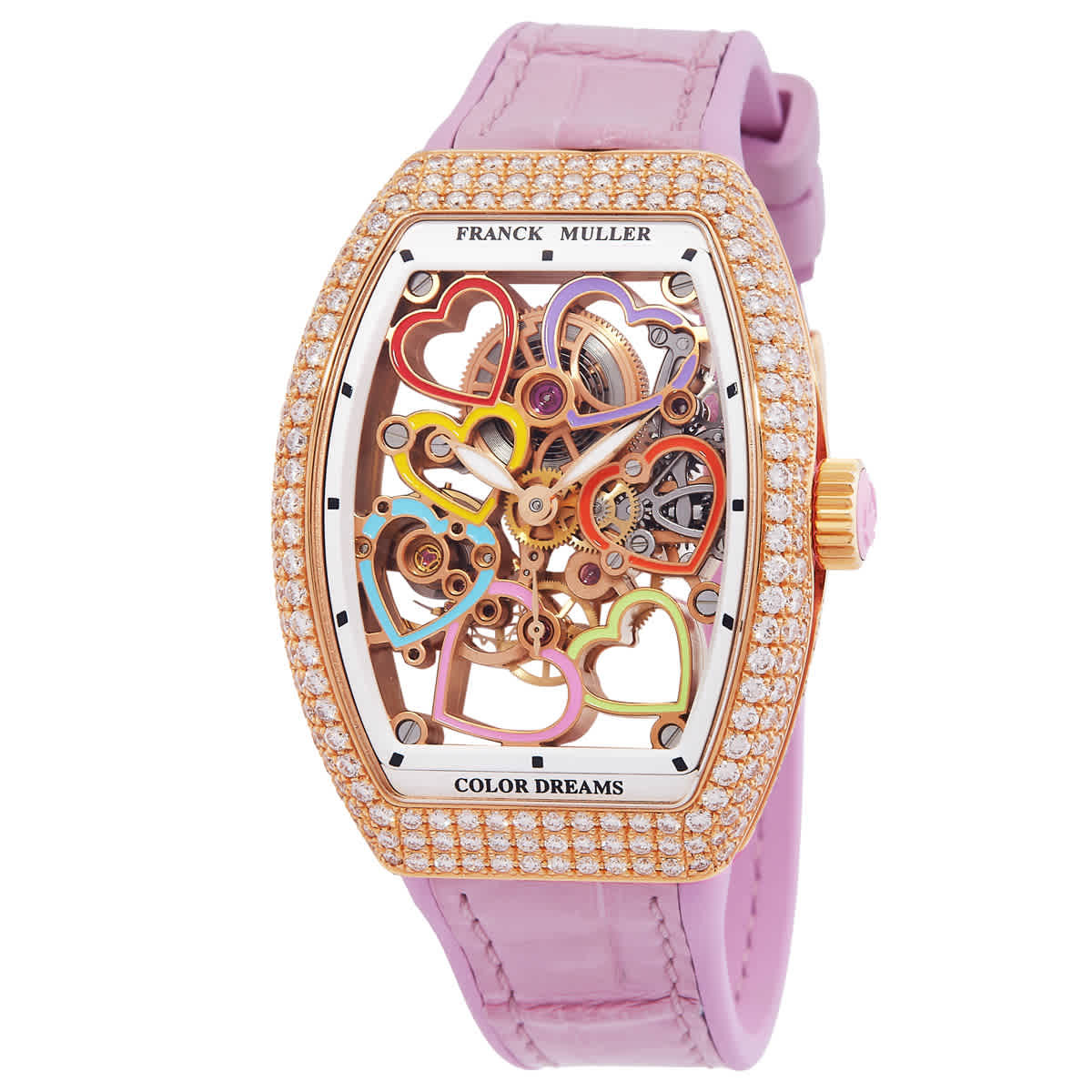 Franck Muller Vanguard Heart Skeleton Hand Wind Diamond Ladies Watch