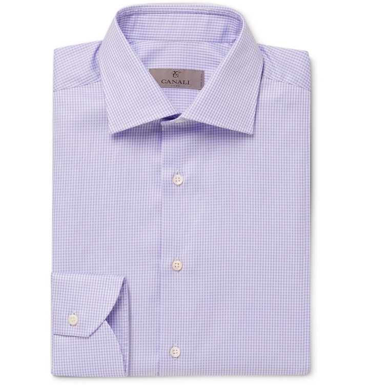 Photo: CANALI - Cutaway-Collar Checked Cotton Shirt - Purple