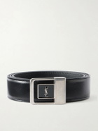 SAINT LAURENT - 3cm Logo-Embellished Leather Belt - Black
