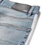 AMIRI - Stack Track Skinny-Fit Striped Distressed Stretch-Denim Jeans - Men - Mid denim