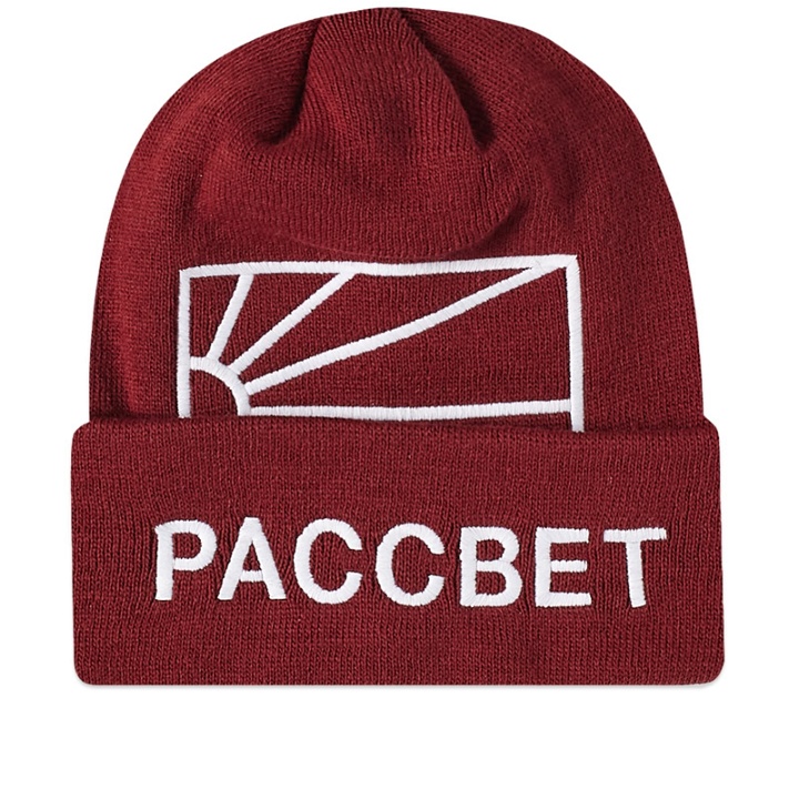 Photo: PACCBET Men's Logo Beanie in Dark Red