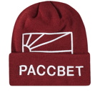 PACCBET Men's Logo Beanie in Dark Red