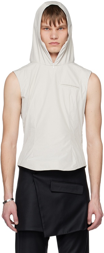 Photo: AARON ESH Off-White Hooded Vest