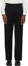NULLUS Black Woolen Layered Tapered Trousers