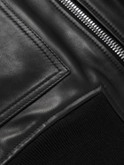 Mr P. - Shearling-Trimmed Leather Bomber Jacket - Black