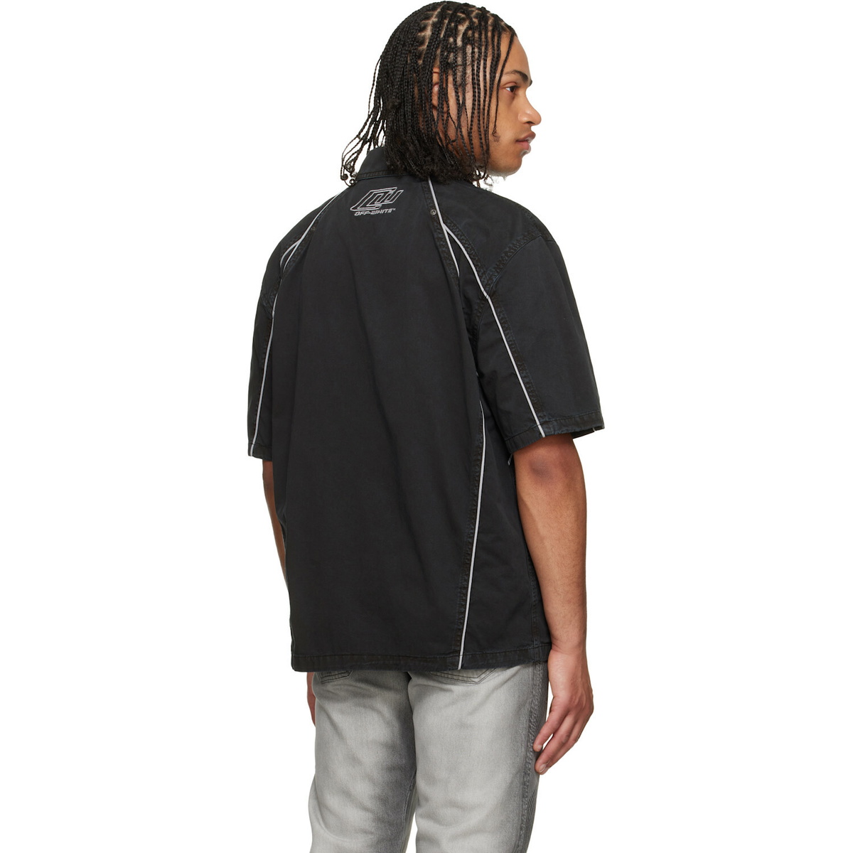 Off-White Black Garment-Dyed Sporty Bowling Shirt