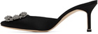 Manolo Blahnik Black Hangisimu Mules