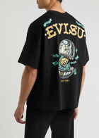 Evisu Diamond Daruma Printed Cotton T-shirt Black