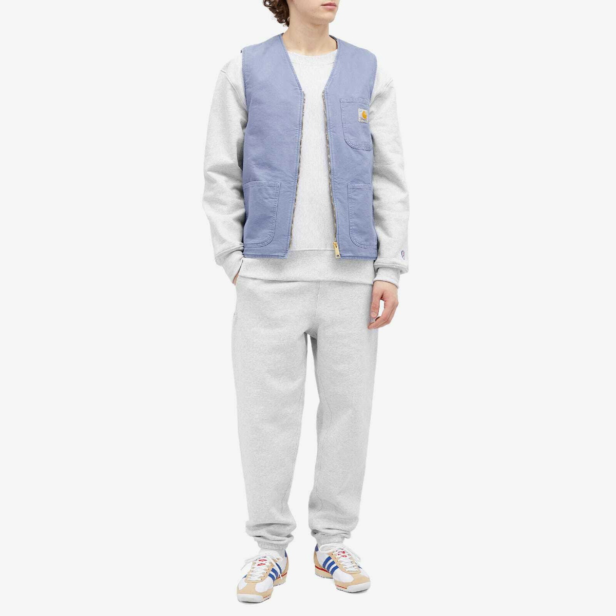 Champion Men's Made in USA Reverse Weave Sweat Pants in Silver Grey Marl