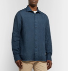 120% - Slim-Fit Garment-Dyed Linen Shirt - Blue
