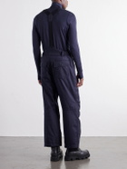 Moncler Grenoble - Straight-Leg Padded Webbing-Trimmed Virgin Wool-Denim Ski Salopettes - Blue