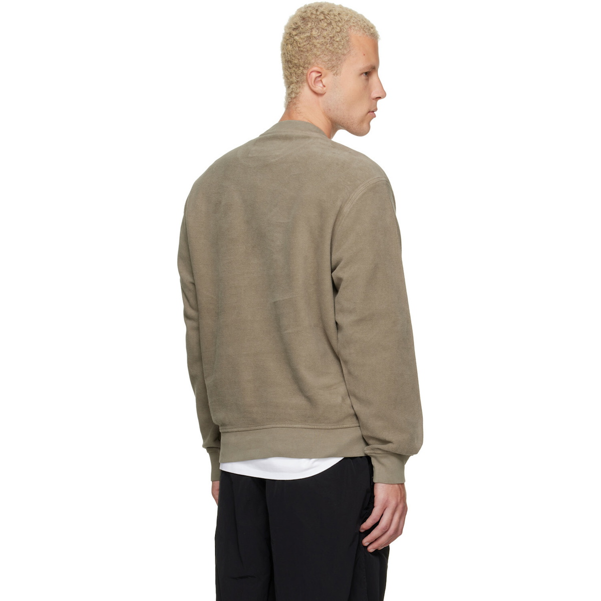 C.P. Company Taupe Crew Neck Brushed Emerized Diagonal Fleece Sweatshirt