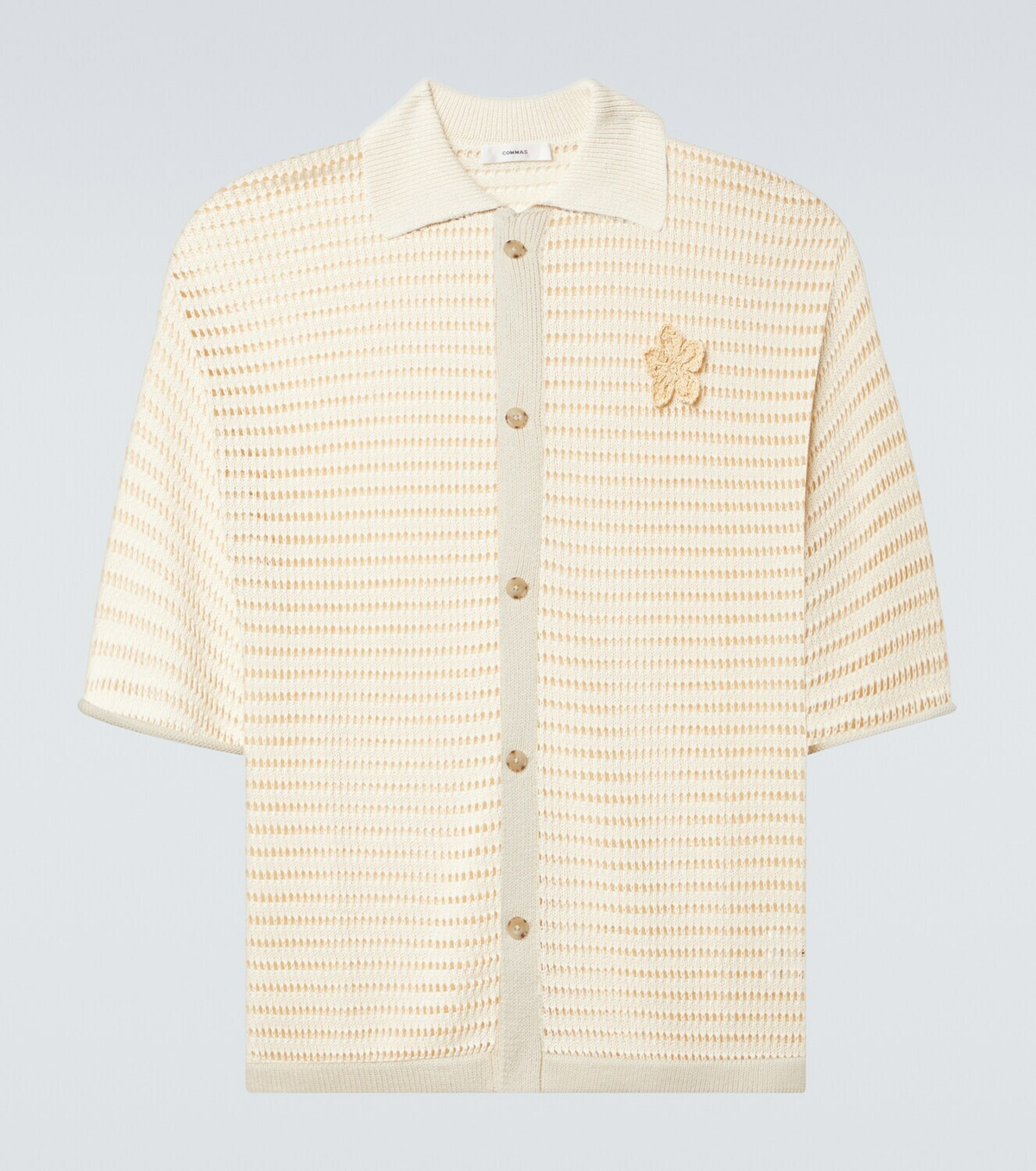 Commas Crochet floral-appliqué open-knit shirt