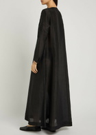 Tory Burch Pintucked Linen and Silk-blend Kaftan Black