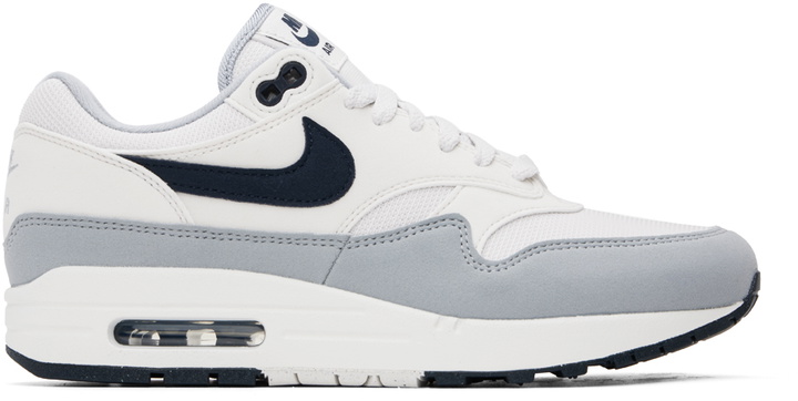 Photo: Nike White & Gray Air Max 1 Sneakers