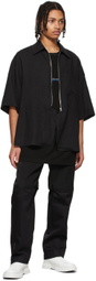 JERIH Black Linen Shirt