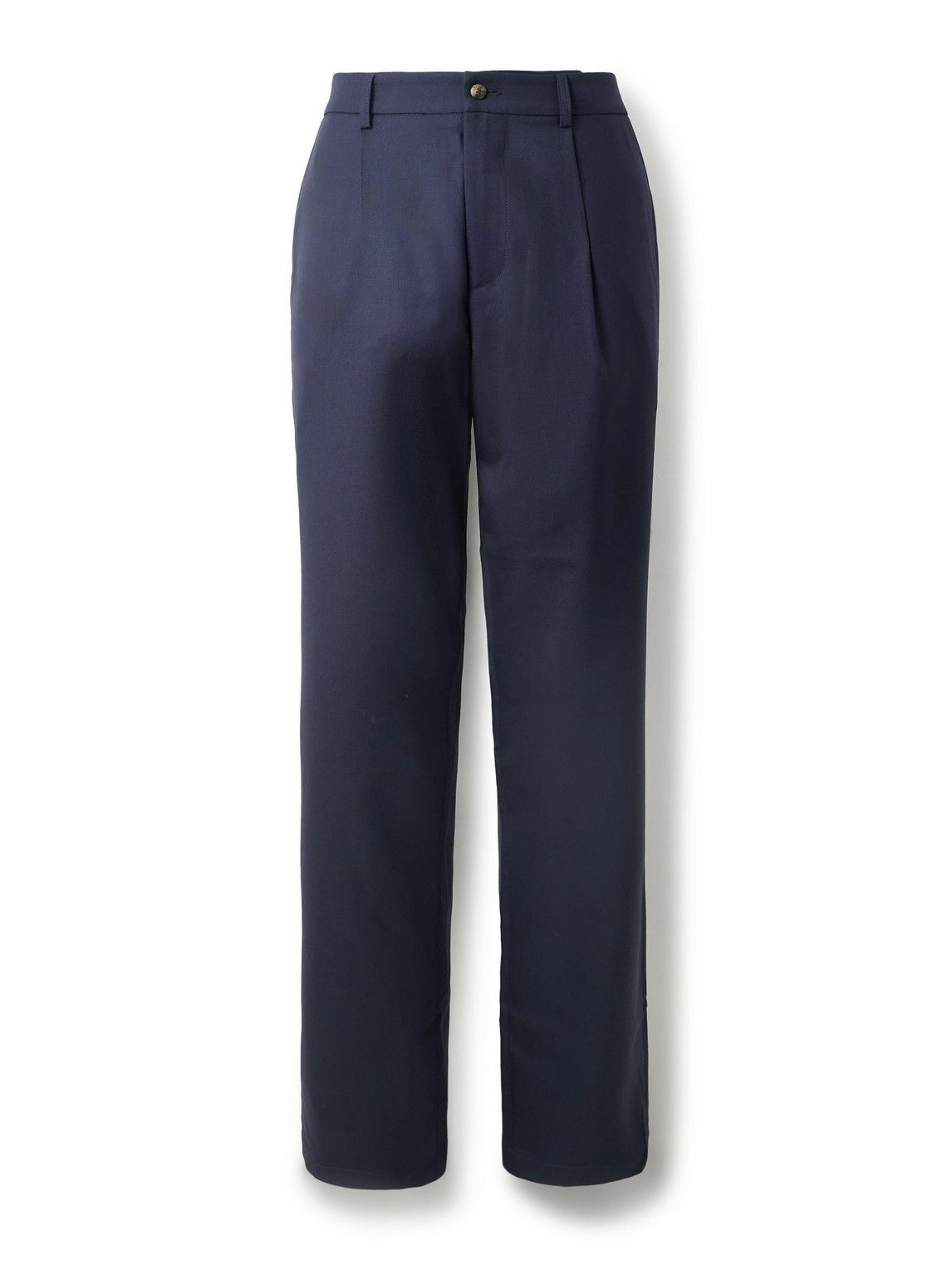 De Bonne Facture - Straight-Leg Pleated Super 130s Wool Suit Trousers - Blue