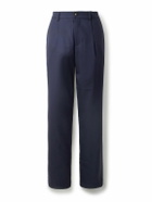 De Bonne Facture - Straight-Leg Pleated Super 130s Wool Suit Trousers - Blue
