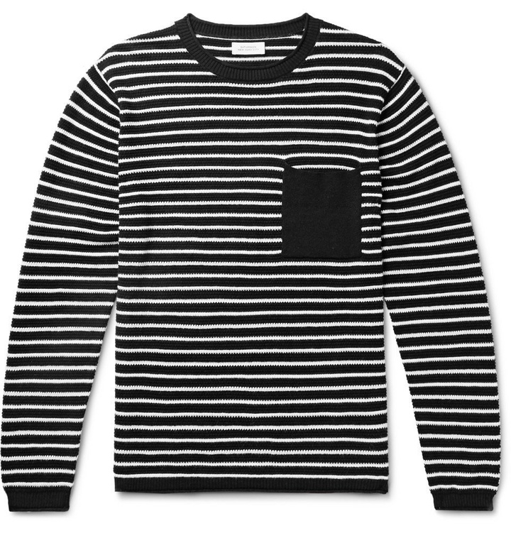 Photo: Saturdays NYC - Striped Cotton and Cashmere-Blend Sweater - Black