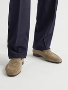 Manolo Blahnik - Truro Leather-Trimmed Suede Loafers - Neutrals