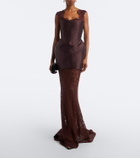 De La Vali Hecate lace and twill bustier gown