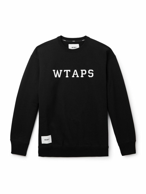 Photo: WTAPS - Academy Logo-Print Appliquéd Cotton-Jersey Sweatshirt - Black