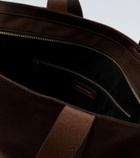 Dries Van Noten Leather-trimmed cotton canvas tote bag
