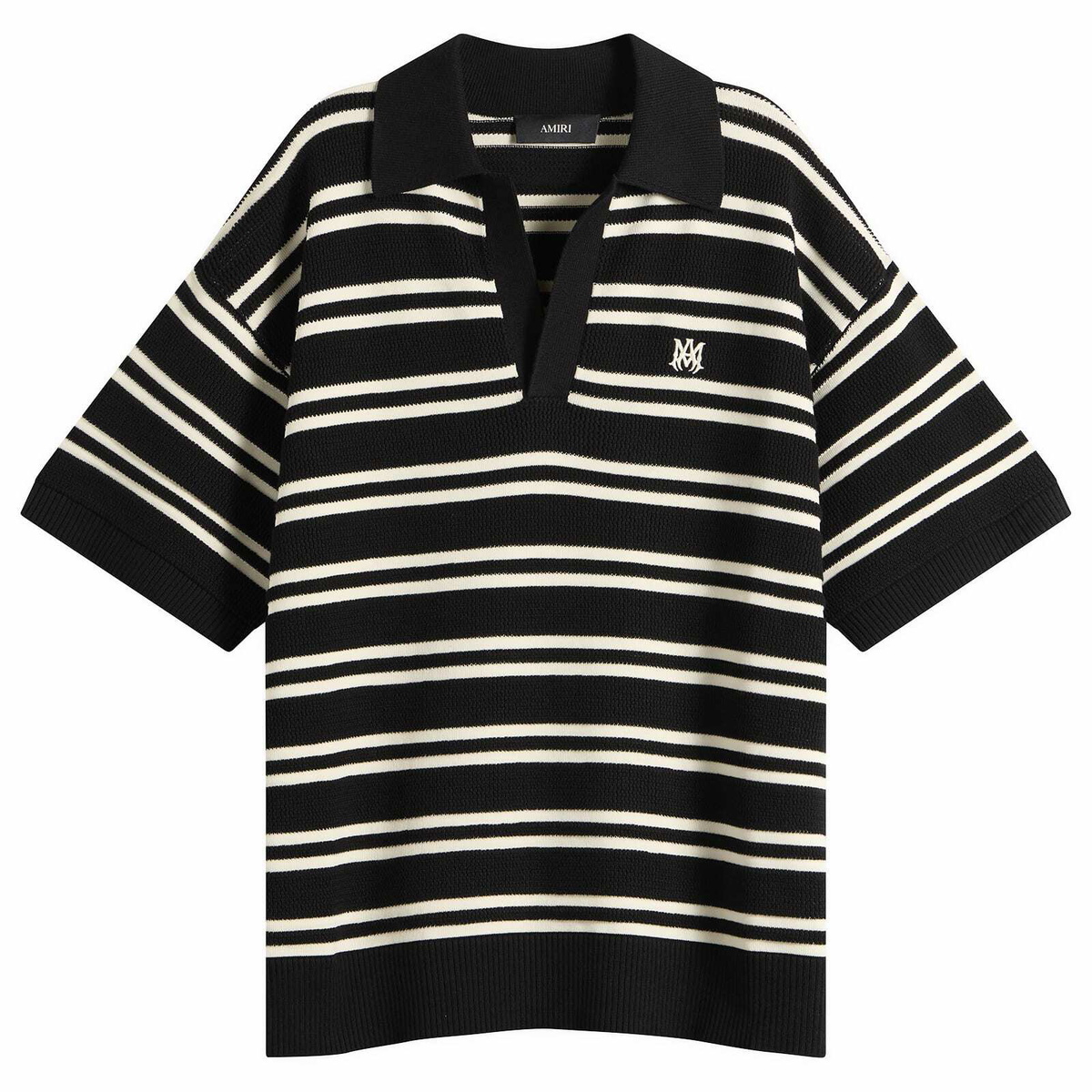 Amiri Men's MA Stripe Knit Polo in Black