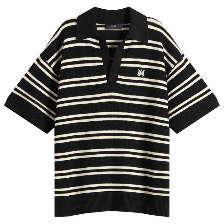 Photo: Amiri Men's MA Stripe Knit Polo in Black