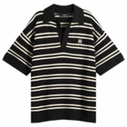 Amiri Men's MA Stripe Knit Polo in Black