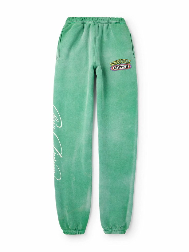 Photo: Cherry Los Angeles - Tapered Logo-Print Cotton-Fleece Sweatpants - Green