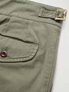 Rubinacci - Manny Slim-Fit Tapered Pleated Cotton-Twill Trousers - Green