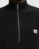 Calvin Klein Jeans LS EZ COTTON WAFFLE QUARTER ZIP Black Mens Half-Zip