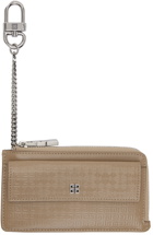 Givenchy Tan Embossed Logo Zipped Card Holder