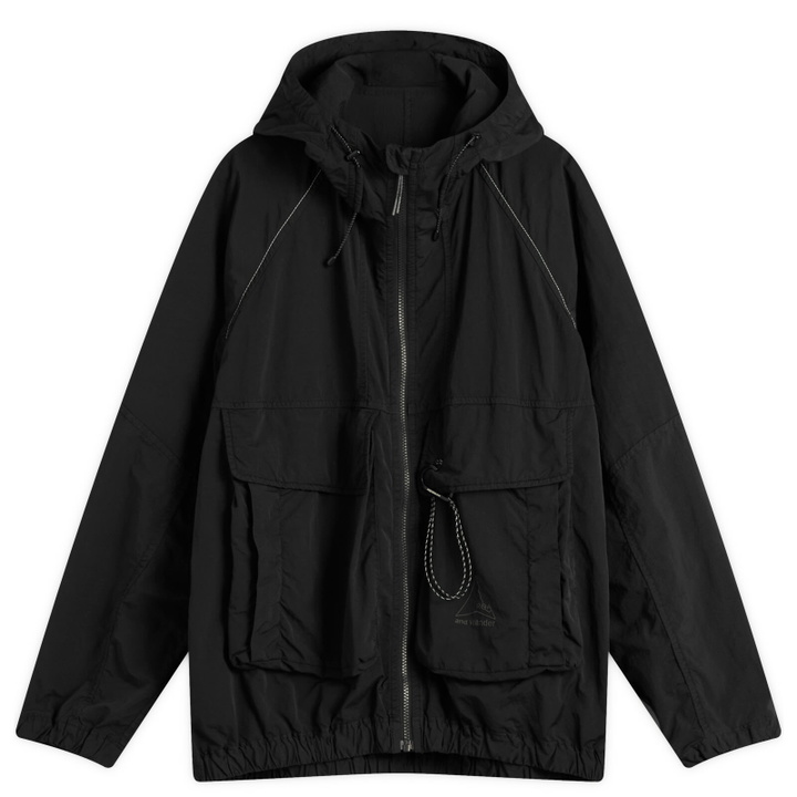 Photo: ROA Men's x And Wander Garment Dye Nylon Hooded Jacket in Black